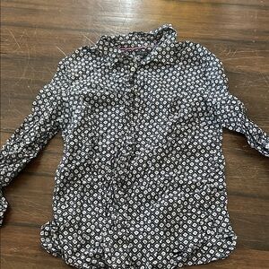 Talbots Black and White Patterned Blouse